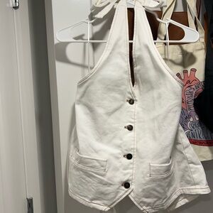 Lioness white denim halter top